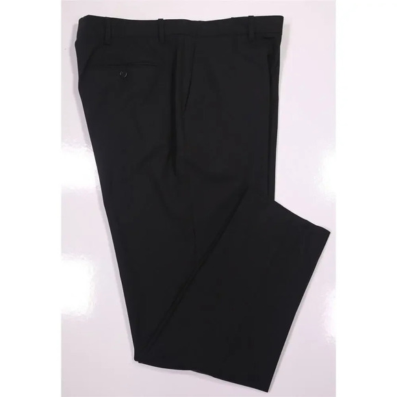 Theory Mayer New Tailor Solid Black Flat Front Wool Stretch Dress Pants 38x30
